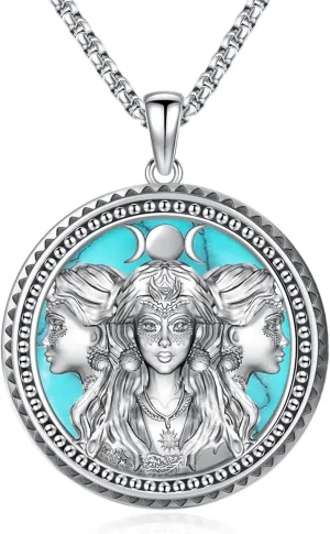 Witchy Jewelry for Women Men Nudo De Bruja Plata 925 Original Witches Knot Necklace Tetragrammaton Hecate Necklace Lilith Necklace Pentagram Necklace Cat Necklace Triple Moon Goddess Pendant Necklace