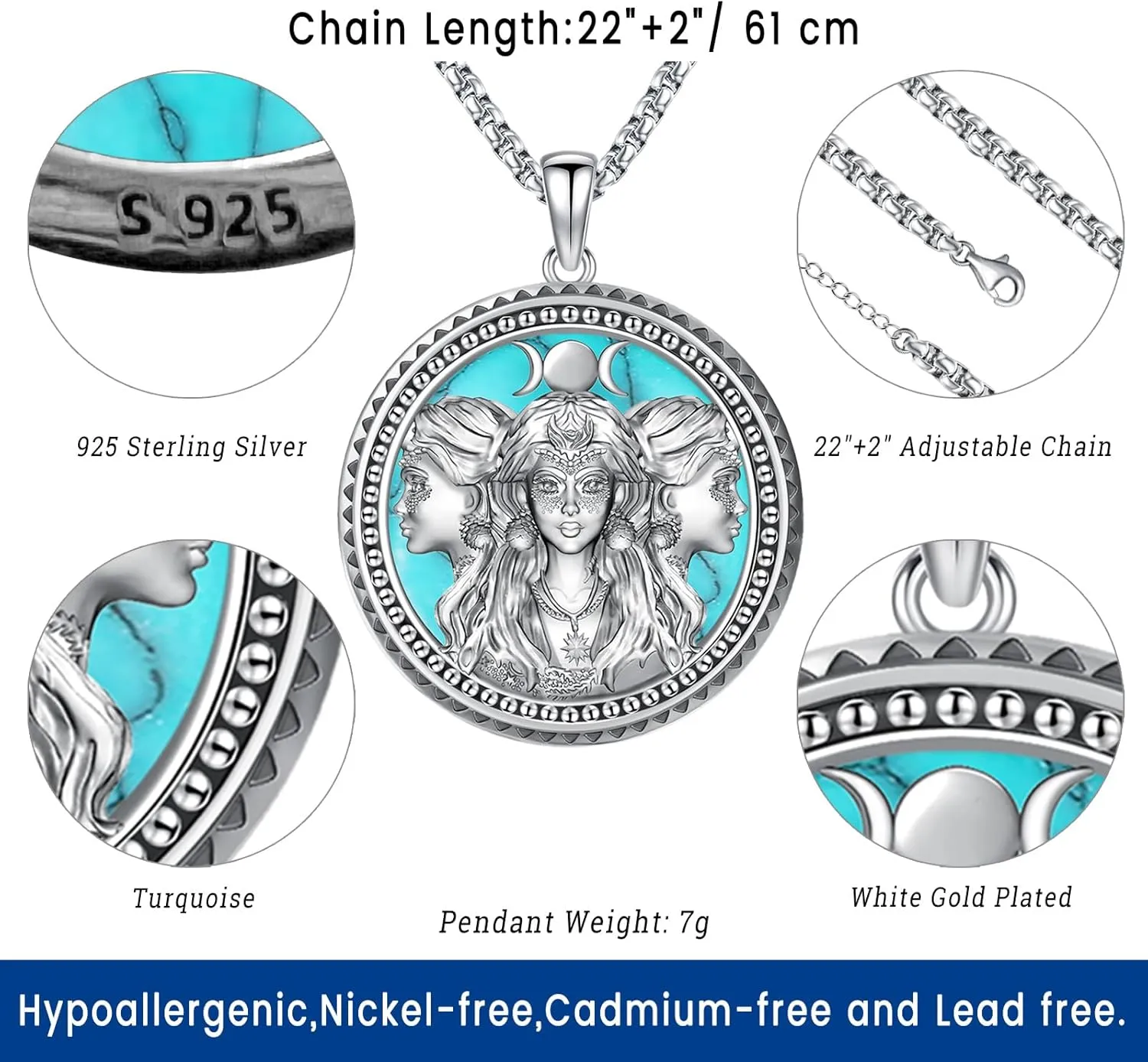 Witchy Jewelry for Women Men Nudo De Bruja Plata 925 Original Witches Knot Necklace Tetragrammaton Hecate Necklace Lilith Necklace Pentagram Necklace Cat Necklace Triple Moon Goddess Pendant Necklace