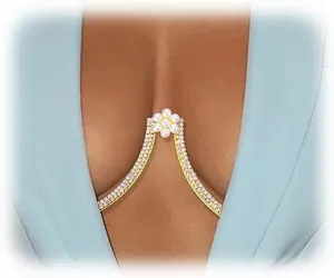 Women Rhinestone Chest Bracket Flower Pendant Bikini Crystal Chest Bracket Chain Rhinestone Underwear Body Chain Jewelry