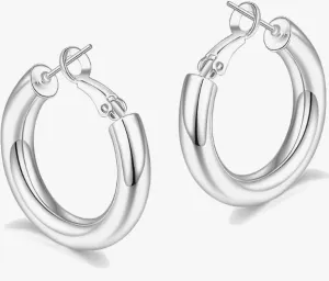 Women's 30MM 925 Sterling Silver Plated Hoop Earrings - Hypoallergenic Lightweight Hoops, Minimalist Jewelry Gift"