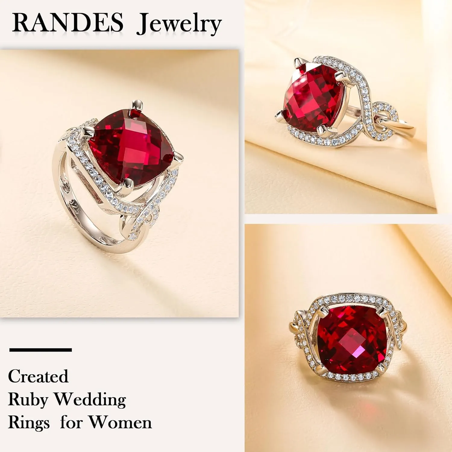Womens Birthstone Engagement Ring 925 Sterling Silver Oval Cushion Cut Sapphire/Ruby/Emerald/Opal Gemstone Anniversary Ring Big Statement Cocktail Halo Ring Size 6 to 10 (with Gift Box)