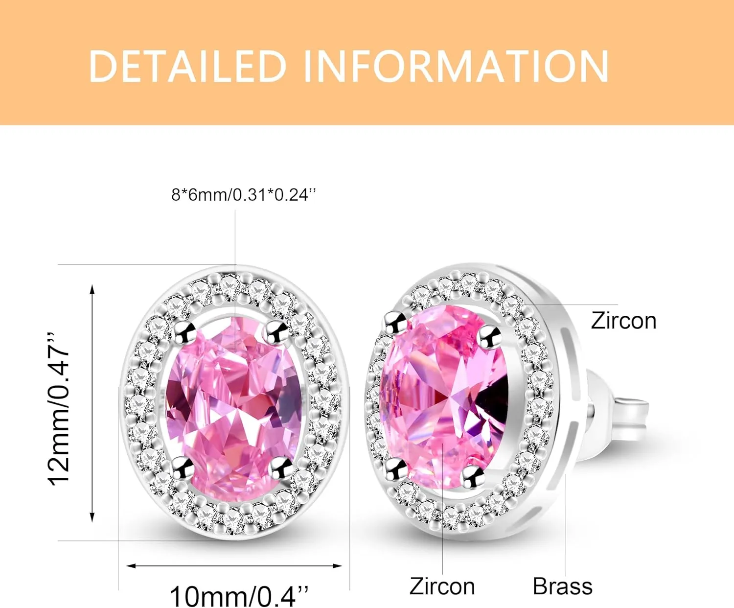 Women's Oval Cut Cubic Zirconia Halo Stud Earrings | White Gold Plated Luxury Jewelry for Mom Wife Mother's Day New Year Thanksgiving YA5119