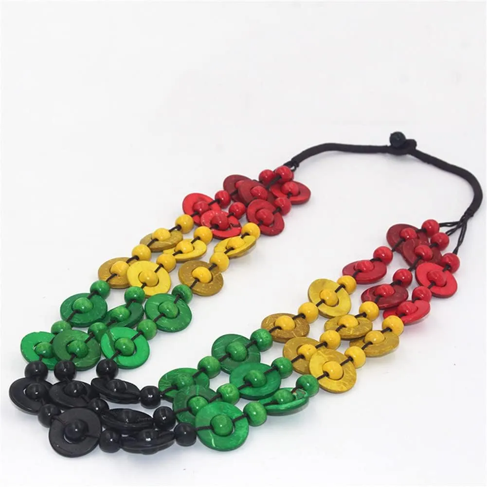 Wooden Beads Shell Necklace Bohemian Coconut Shell Colorful Wood Bead Pendant Necklace for Women Handmade Jewelry