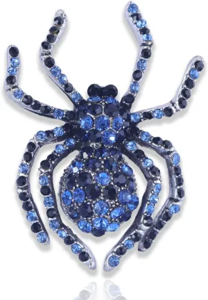 XGALBLA Vintage Style Austrian Crystal Halloween Micro Crystal Pave Spider Brooch Pin for Women