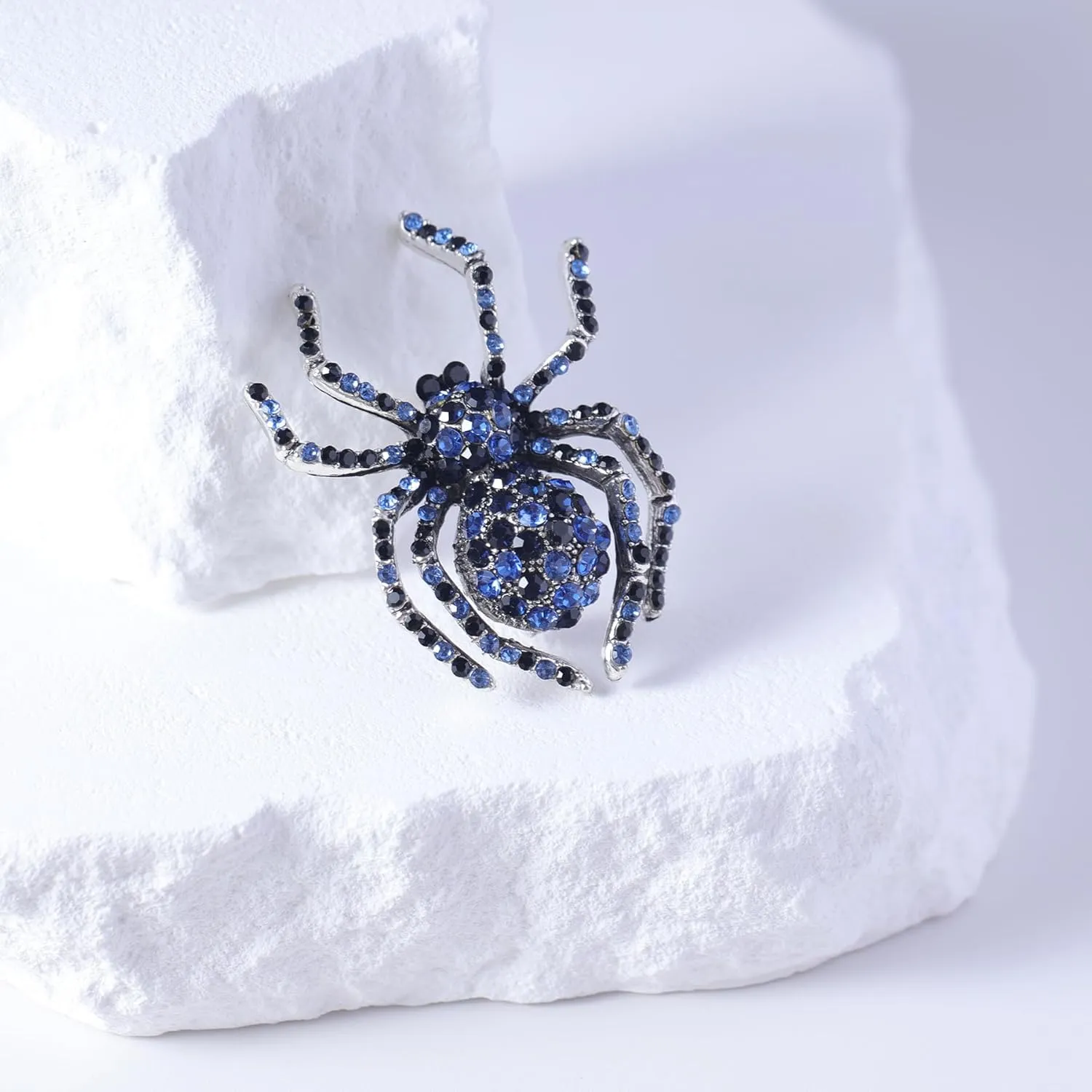 XGALBLA Vintage Style Austrian Crystal Halloween Micro Crystal Pave Spider Brooch Pin for Women
