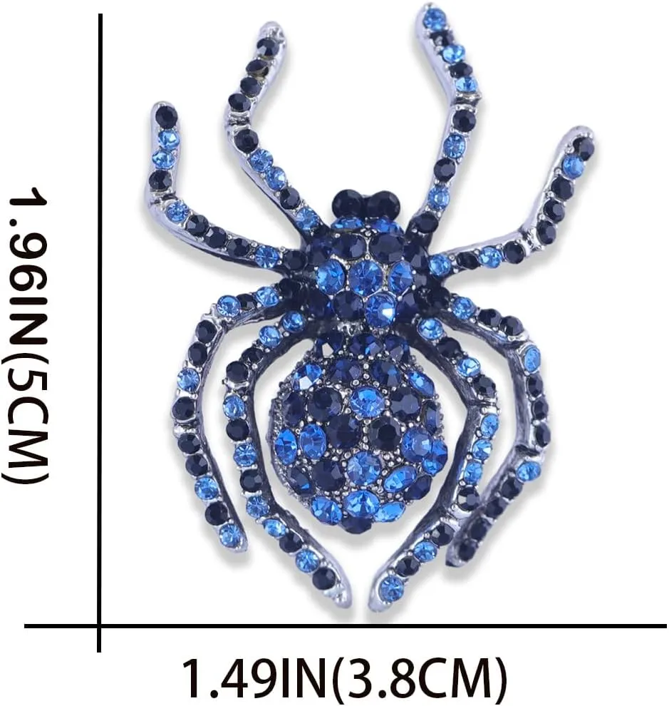 XGALBLA Vintage Style Austrian Crystal Halloween Micro Crystal Pave Spider Brooch Pin for Women