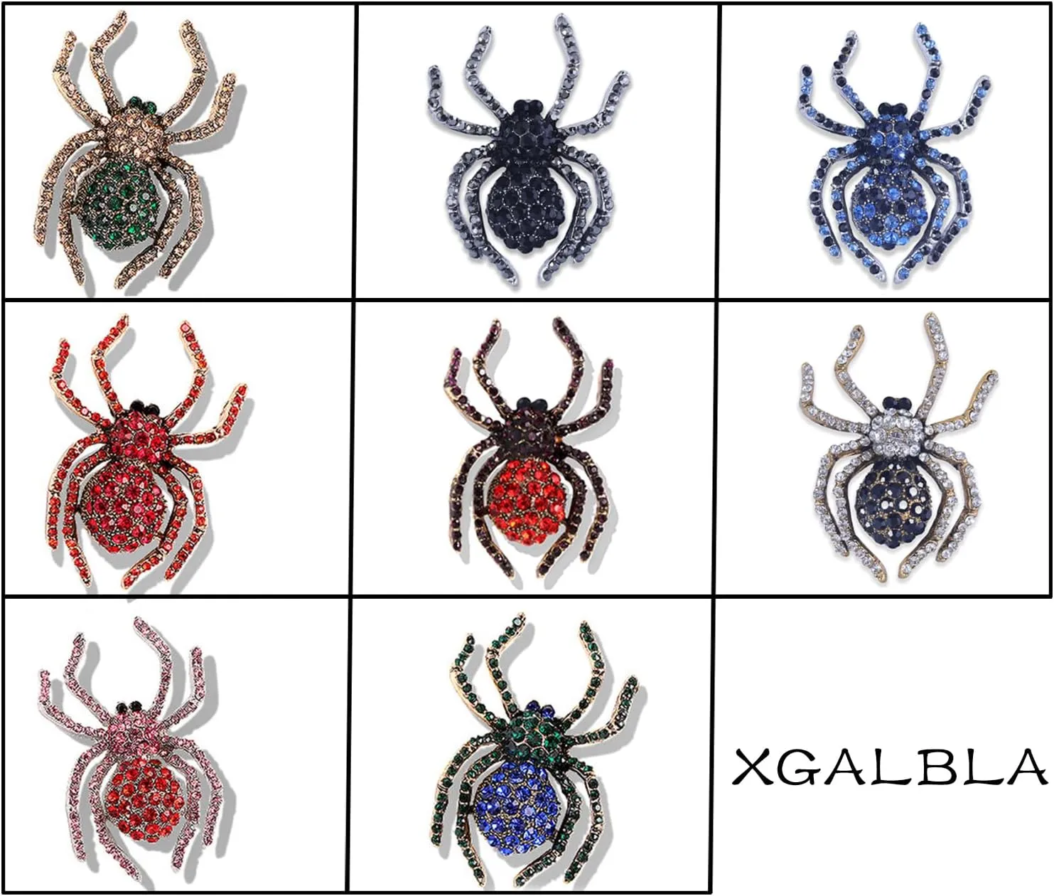 XGALBLA Vintage Style Austrian Crystal Halloween Micro Crystal Pave Spider Brooch Pin for Women