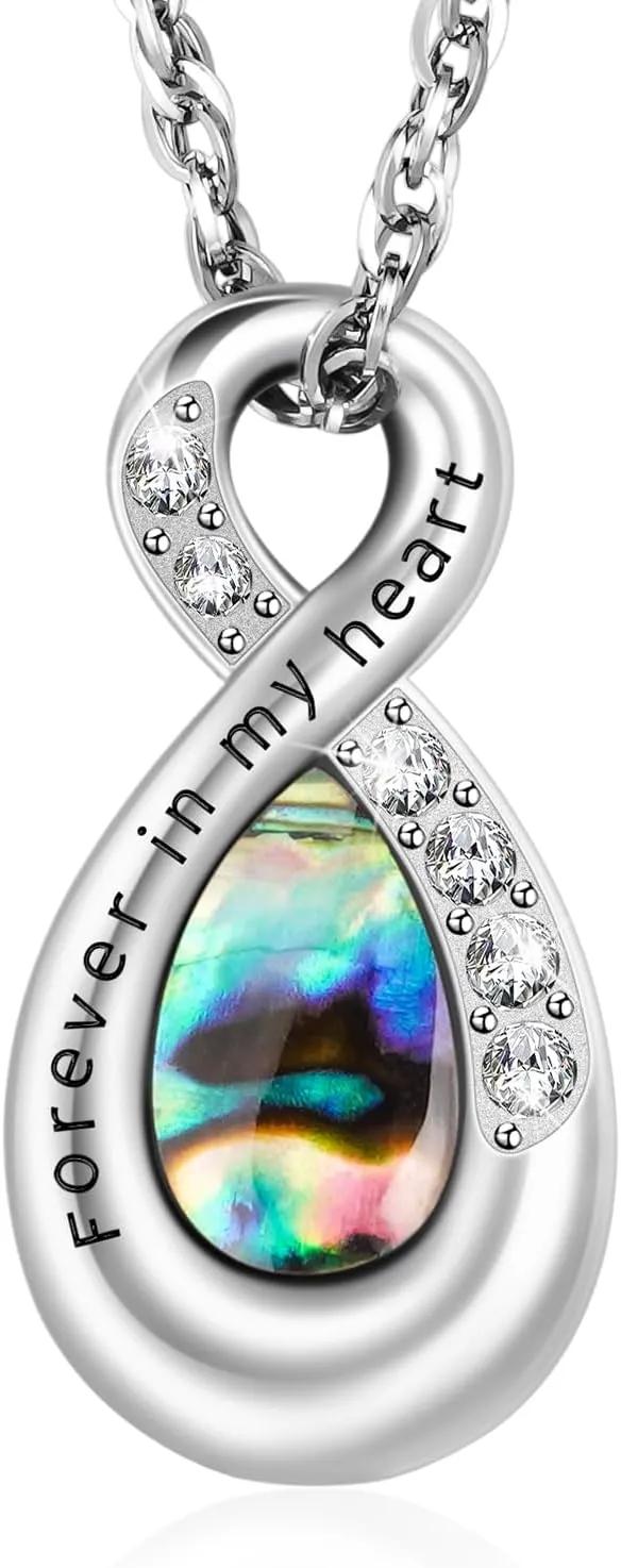 XIUDA Infinity Cremation Urn Necklace for Ashes Keepsake Cremation Jewelry Stainless Steel Memorial Ashes Necklace for Women