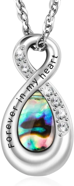 XIUDA Infinity Cremation Urn Necklace for Ashes Keepsake Cremation Jewelry Stainless Steel Memorial Ashes Necklace for Women