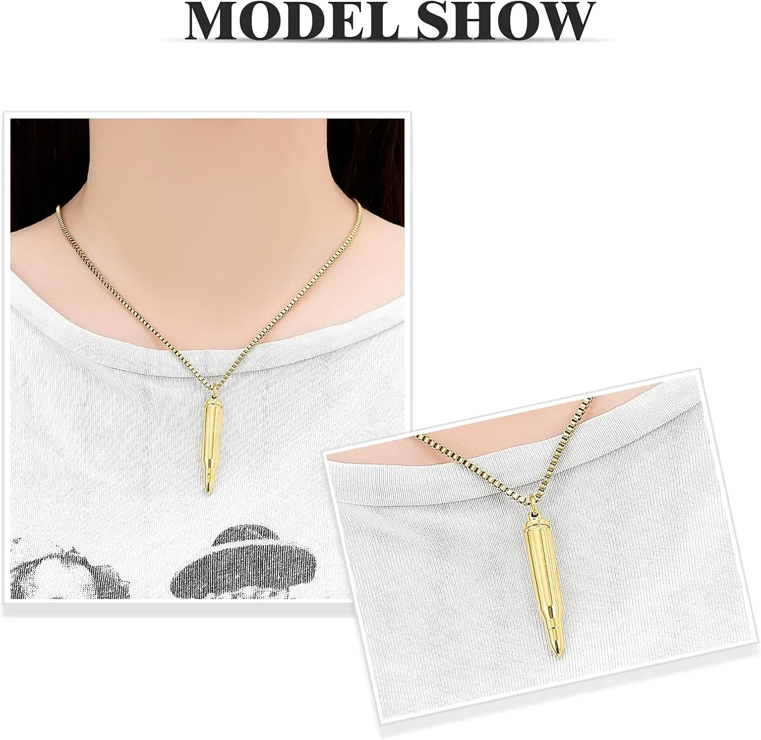 XSMZB Urn Necklaces for Ashes Bullet Container Pendant Stainless Steel Keepsake Holder Ashes for Pet Human Memorial Cremation Jewelry for Men Women