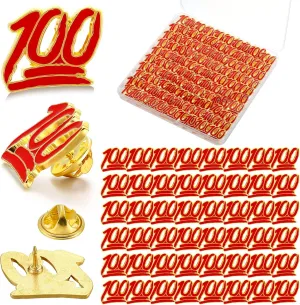 XunYee 100 Pcs One Hundred School Enamel Pins Employee Appreciate Reward Label Pins for Students Classroom Teacher Employees Graduation Gift