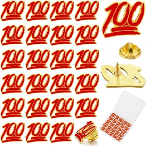 XunYee 24 Pcs One Hundred School Enamel Pins Employee Appreciate Reward Label Pins for Students Classroom Teacher Employees Graduation Gift