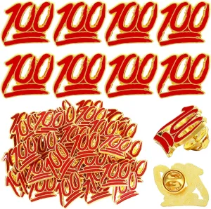 XunYee 60 Pcs One Hundred School Enamel Pins Employee Appreciate Reward Label Pins for Students Classroom Teacher Employees Graduation Gift