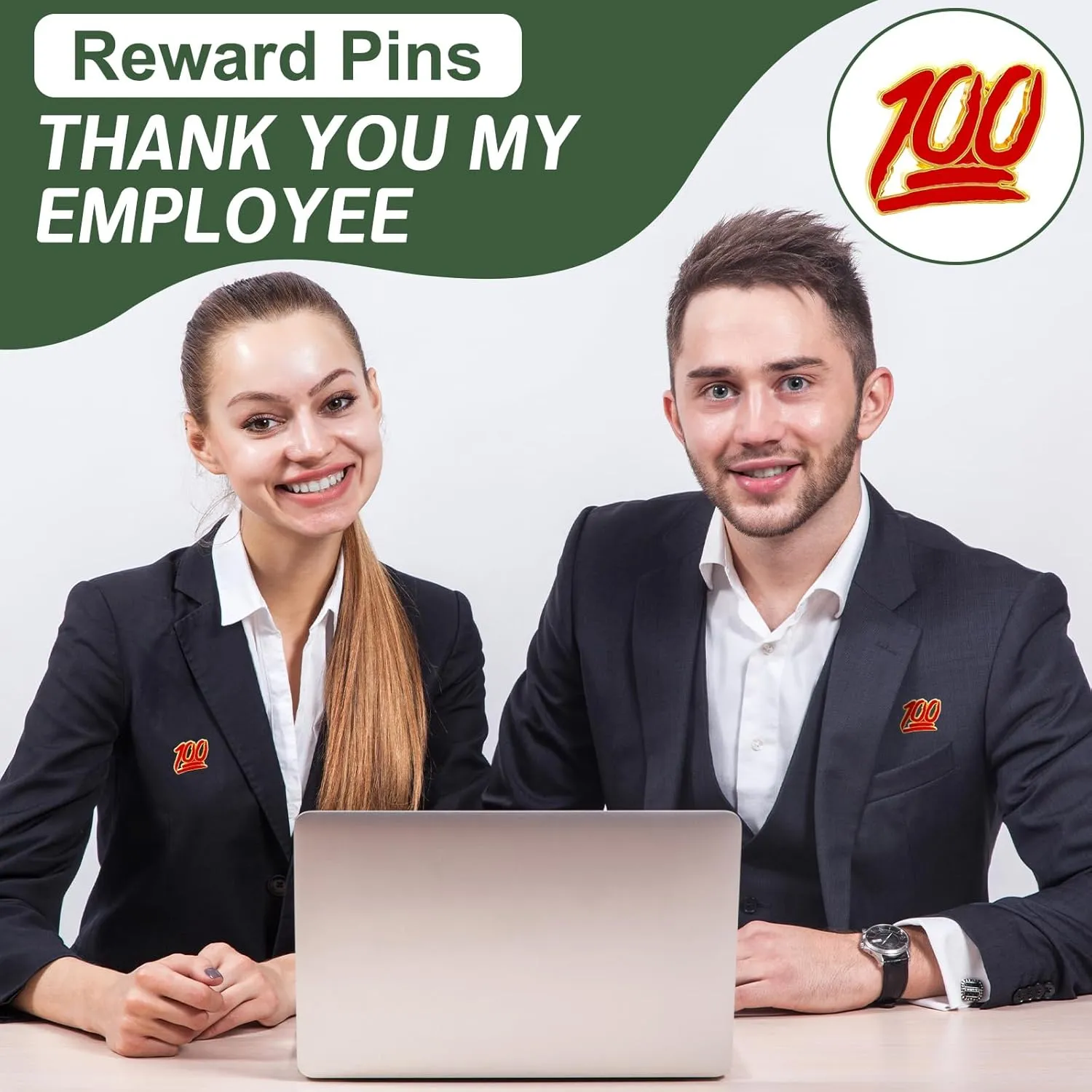 XunYee 60 Pcs One Hundred School Enamel Pins Employee Appreciate Reward Label Pins for Students Classroom Teacher Employees Graduation Gift