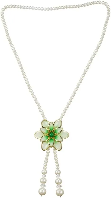 YAZILIND Imitation Pearl Necklace Flower Bohemian Glass Flower Clavicle Vintage Women Handmade Accessories