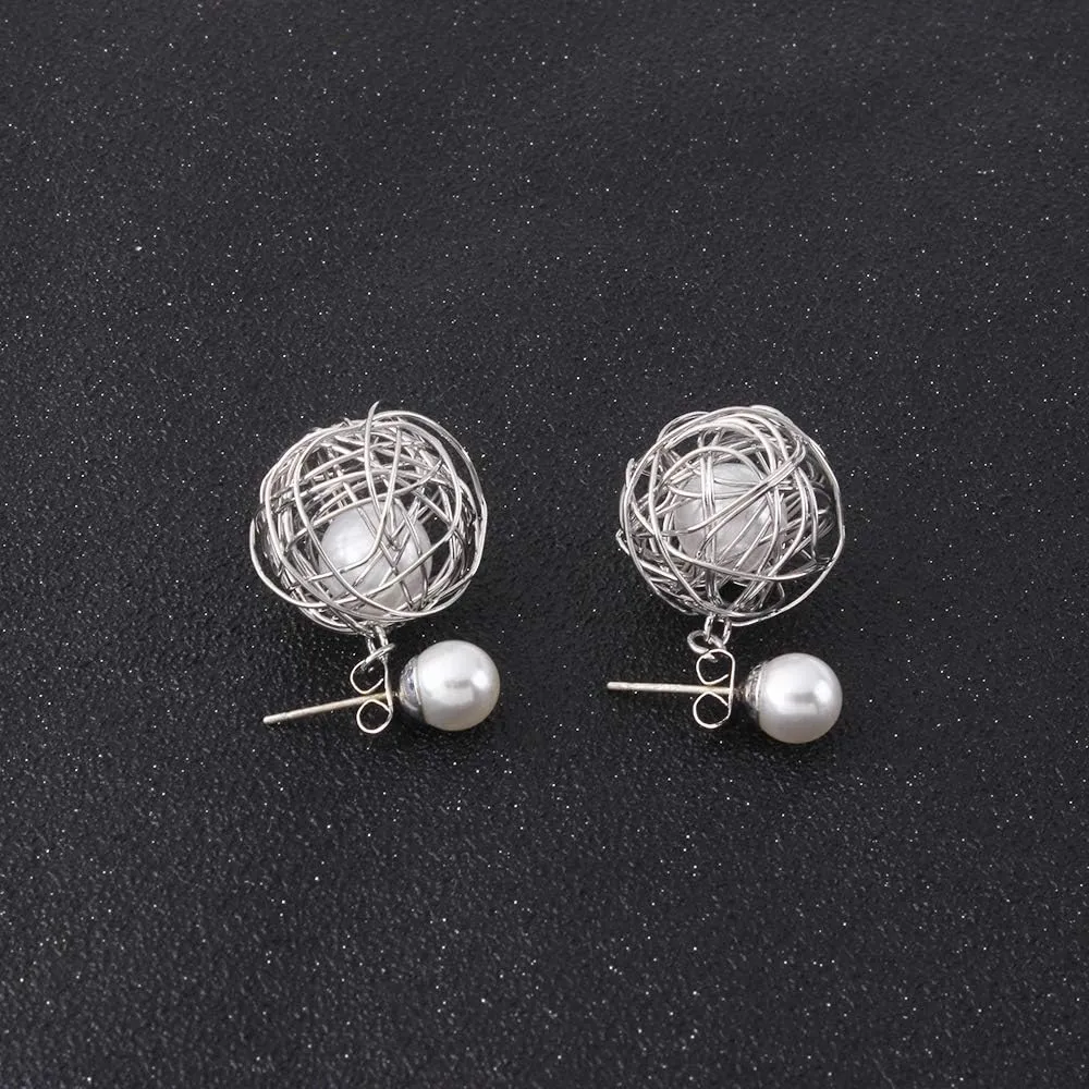 YAZILIND Imitation Pearl Round Ball Pendant Drop Dangle Earrings Women Birthday Party Jewelry Gift