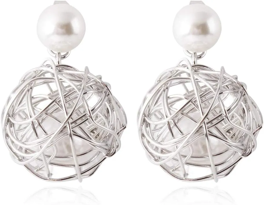 YAZILIND Imitation Pearl Round Ball Pendant Drop Dangle Earrings Women Birthday Party Jewelry Gift