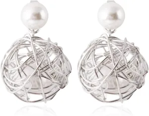 YAZILIND Imitation Pearl Round Ball Pendant Drop Dangle Earrings Women Birthday Party Jewelry Gift
