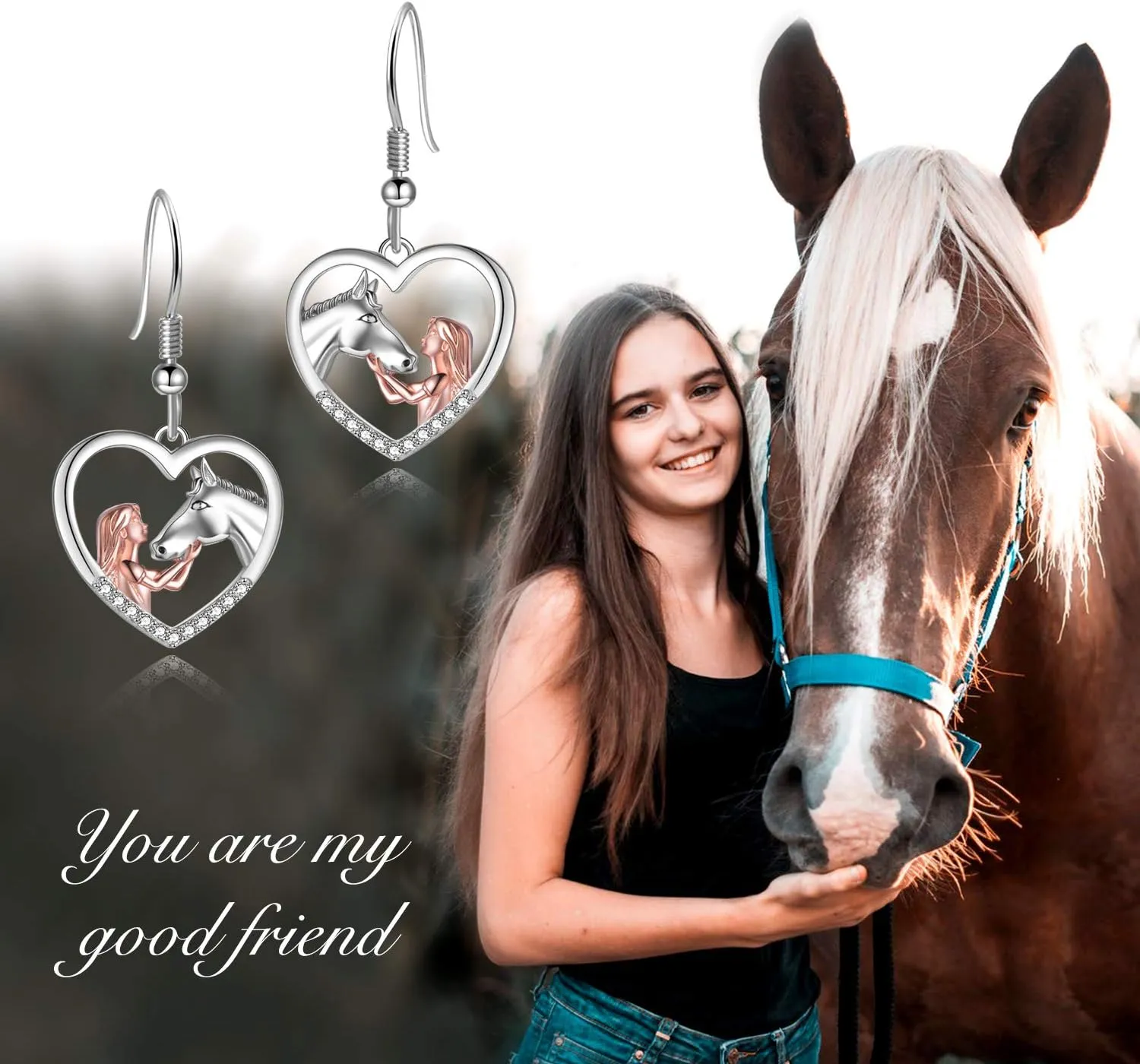 YFN Horse Earrings/Dog Earrings Sterling Silver Animal Drop Dangle Earrings Horse Jewelry Gift for women