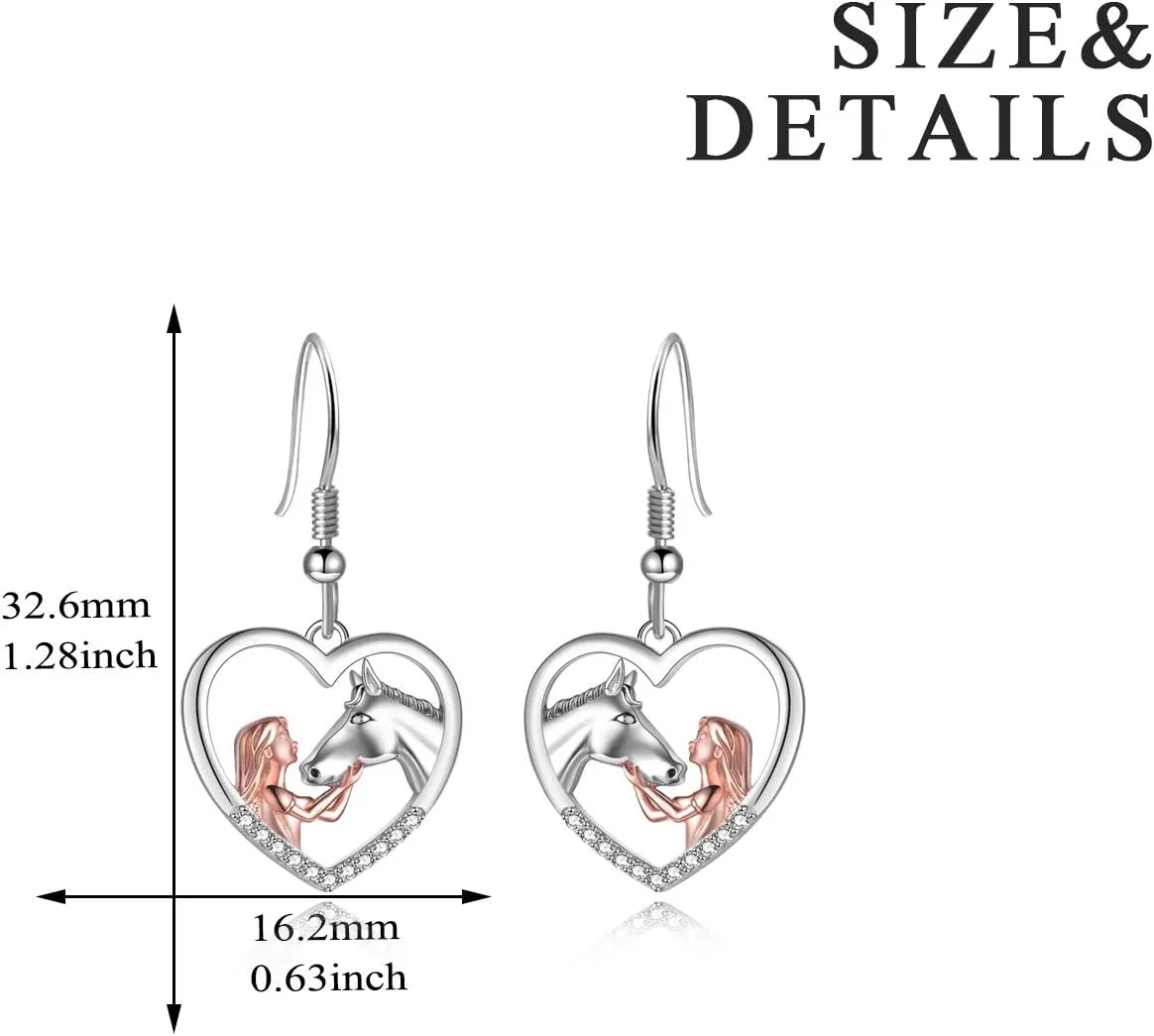 YFN Horse Earrings/Dog Earrings Sterling Silver Animal Drop Dangle Earrings Horse Jewelry Gift for women
