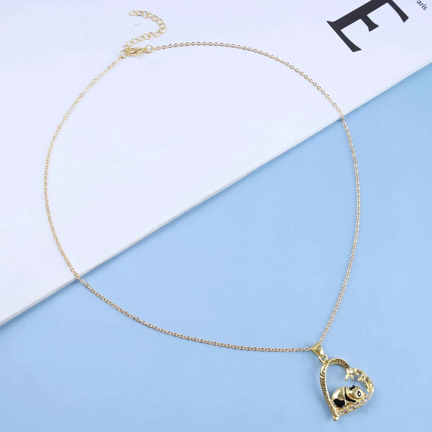 YienDoo Silver Crystal Panda Necklace Choker Vintage Heart Panda and Bamboo Pendant Cute Animal Necklace Charm Jewelry Always My Sister Forever My Friend Birthday Gifts for Kids Women and Girls