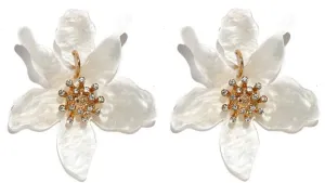 YONYou 6CM Bohemian Luxury Oversize Resin Big Flower Earrings, Resin&Acrylic Stud Earring For Women, Stainless Steel Crystal Jewelry
