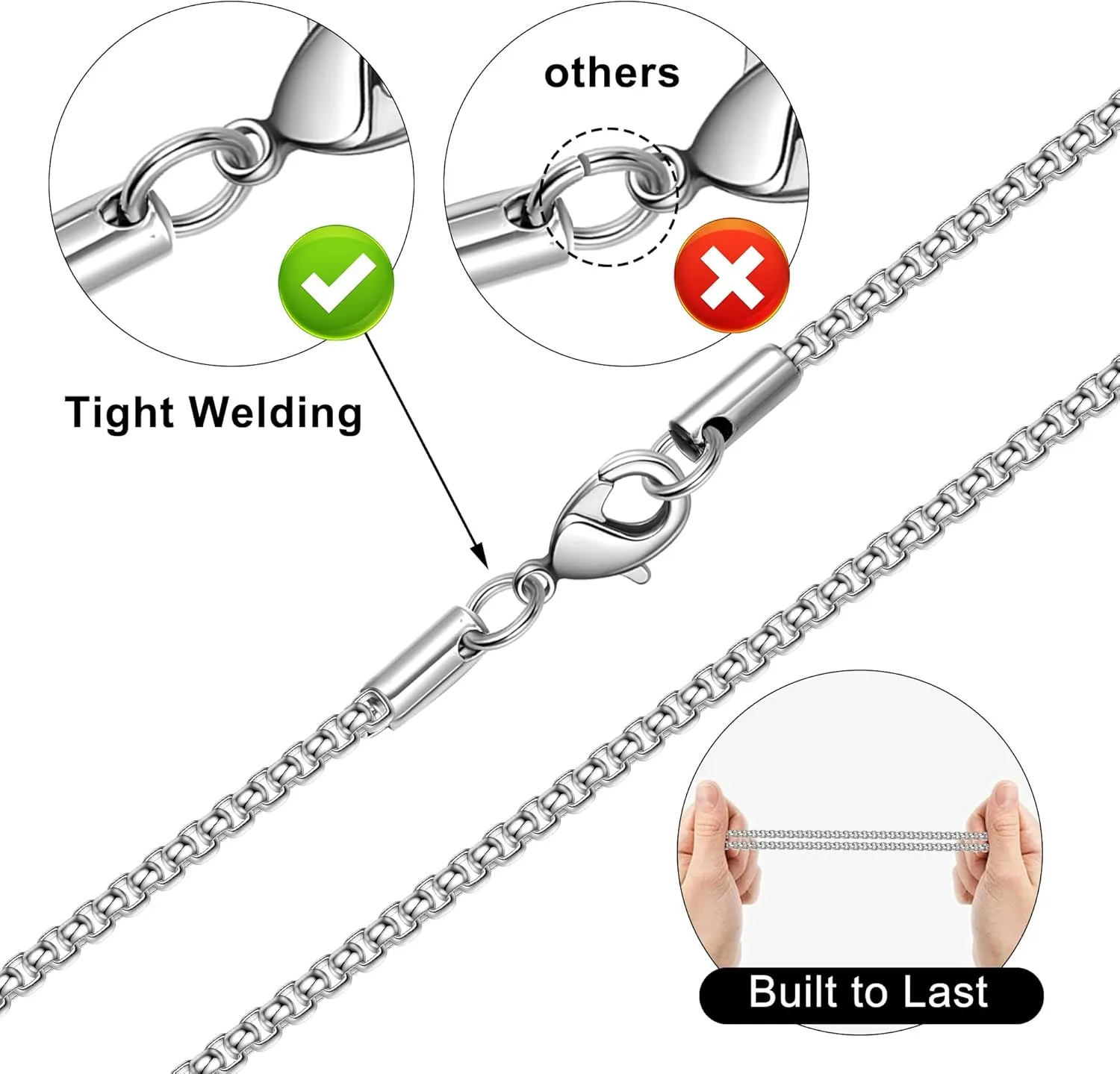 Yooblue 2/3 Pcs Cross Necklace for Men, Silver Black Gold Cross Chain Necklace, Stainless Steel Cross Pendant Jewelry Gifts for Men 16-30 Inches