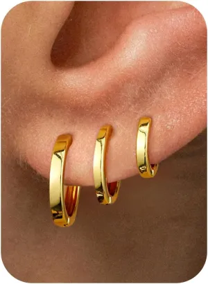 YOOSTEEL Gold Hoop Earrings Set for Women, 14K Gold Plated Dainty Huggie Hoop Earrings for Women Stackable Clip on Earrings Lightweight Earring Jewelry Gifts