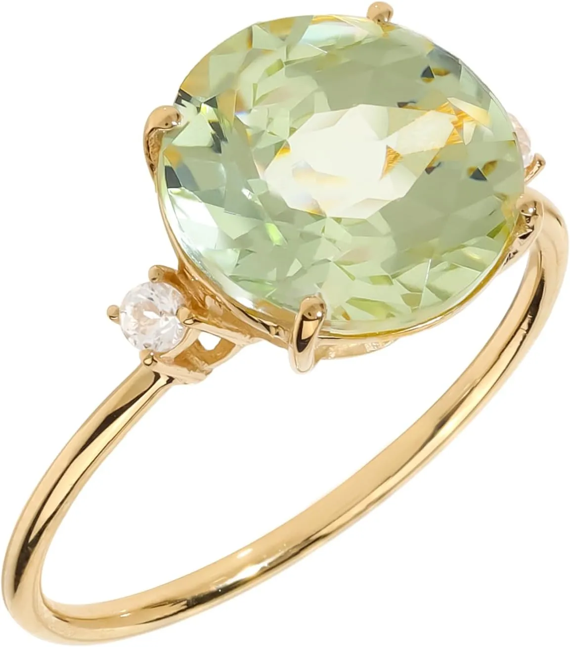 YoTreasure 14K Gold Round Solitare Engagement Ring for Women | Amethyst, Sky Blue Topaz Yellow Gold Wedding Rings | Available in Size 6-10