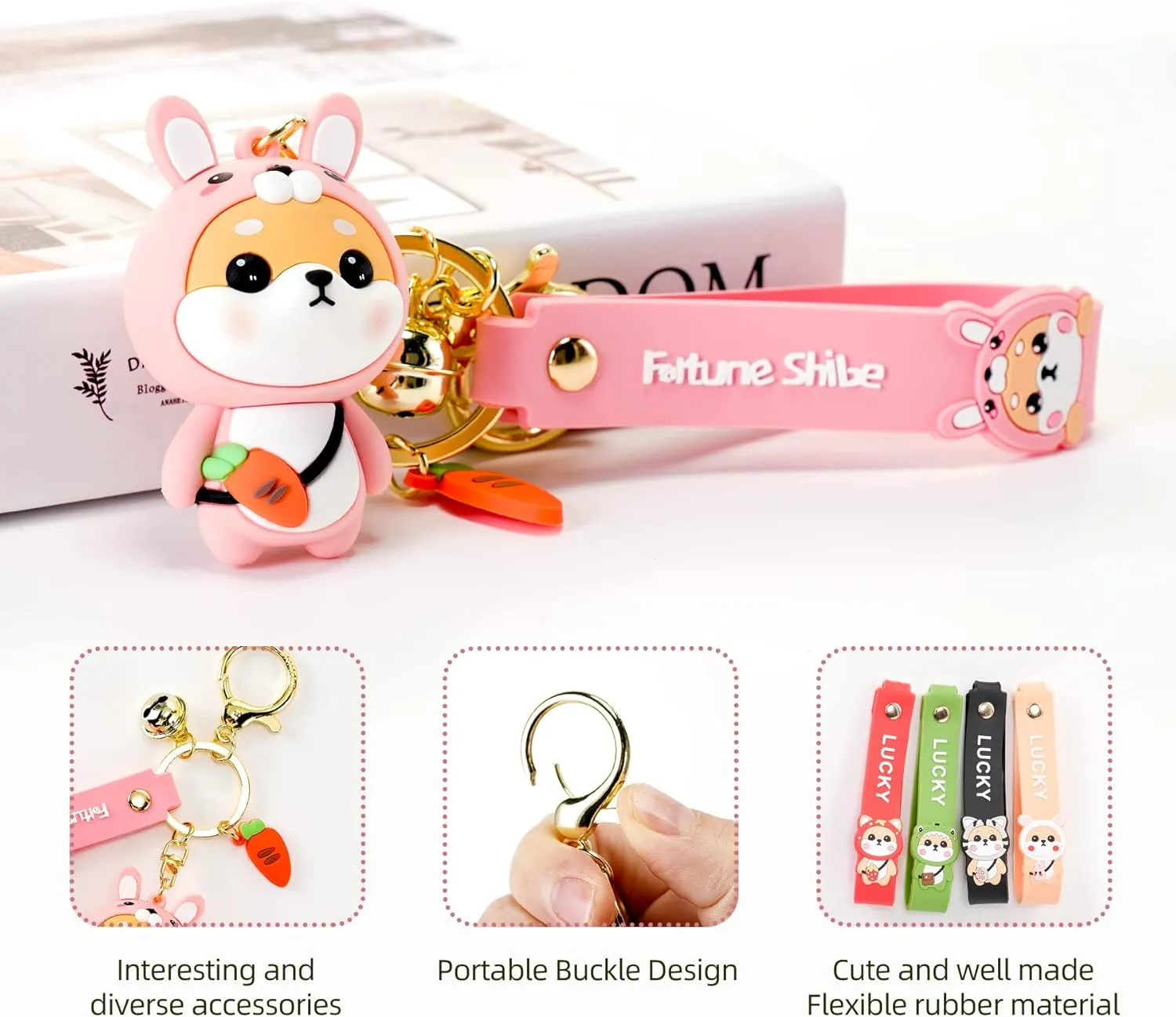 YOU WIZV Cute Keychain Kawaii Anime Keychains for Kids Backpack Charms Key Chain Accessory Friend Gift for Women Girl