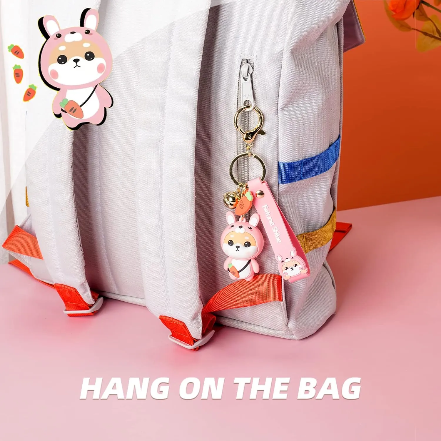 YOU WIZV Cute Keychain Kawaii Anime Keychains for Kids Backpack Charms Key Chain Accessory Friend Gift for Women Girl