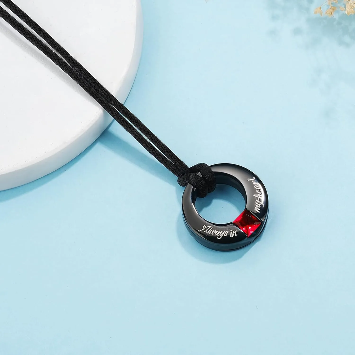 YOUFENG 3 Pieces Cremation Urn Necklaces for Ashes Keepsake Cremation Jewelry Cross Round Bar Birthstone Crystal Stainless Steel Memorial Pendant for Women Men