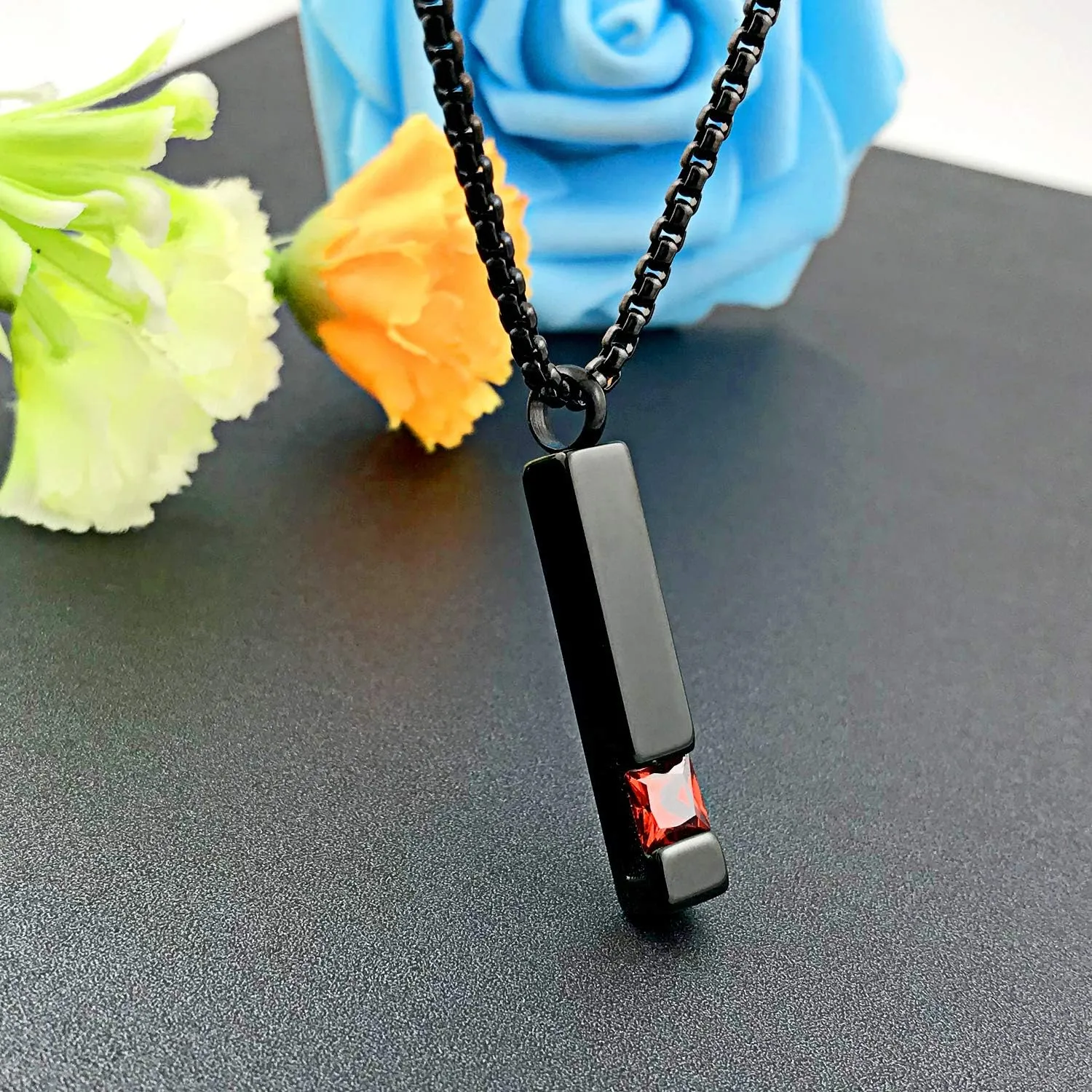 YOUFENG 3 Pieces Cremation Urn Necklaces for Ashes Keepsake Cremation Jewelry Cross Round Bar Birthstone Crystal Stainless Steel Memorial Pendant for Women Men