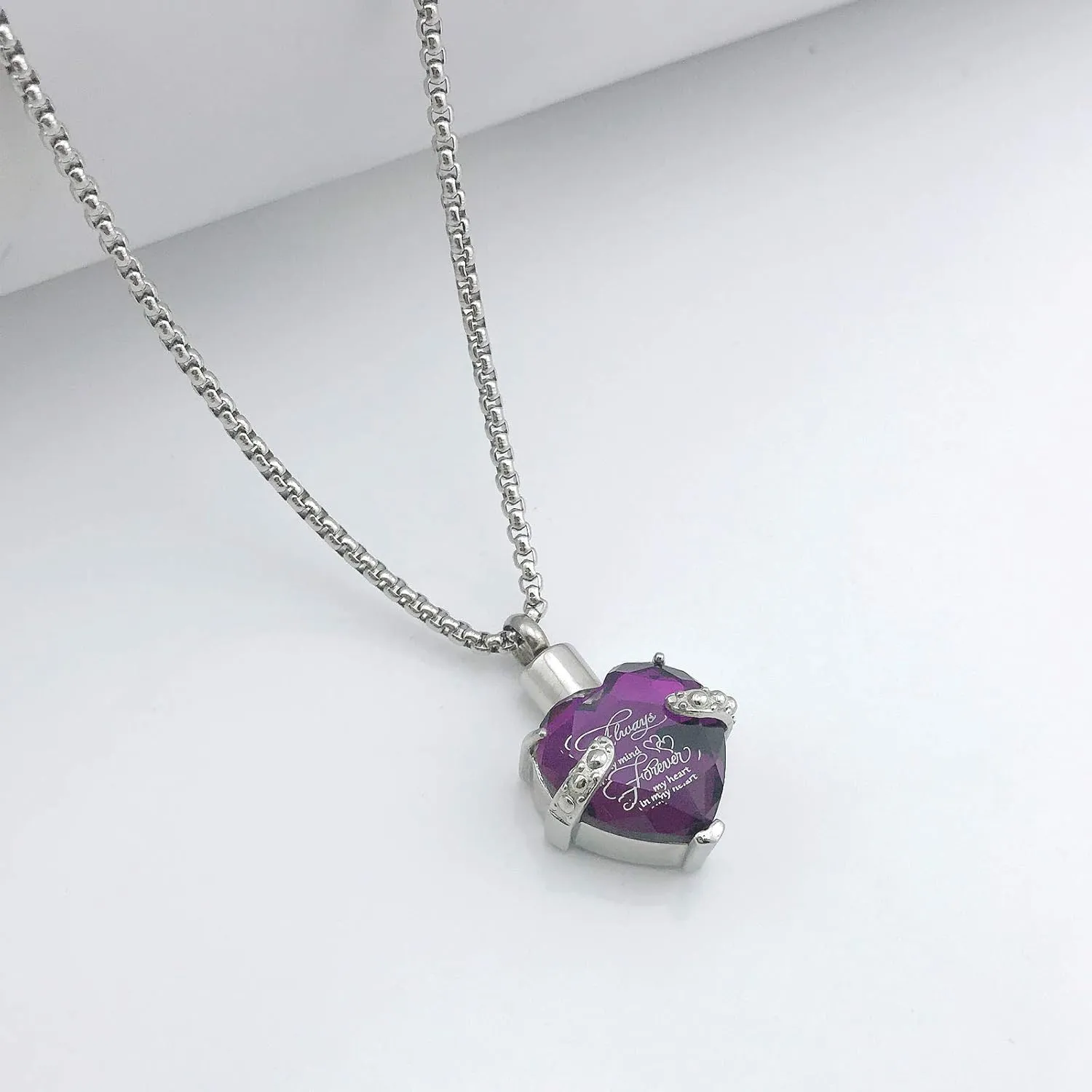 YOUFENG Birthstones Heart Cremation Pendant Urn Necklaces for Ashes Urns for Human Ashes Memorial Locket Keepsake Ashes Jewelry with Fill Kit