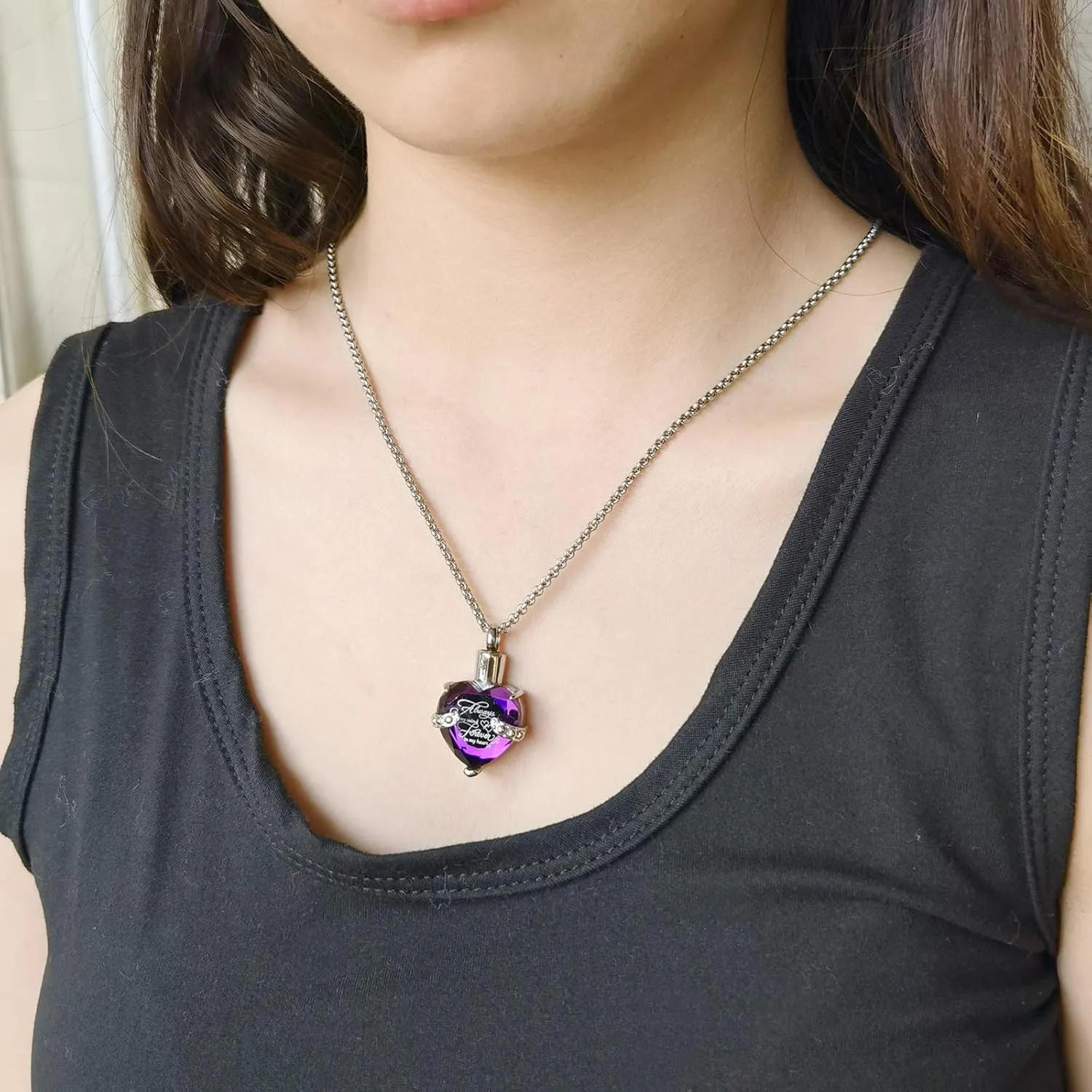 YOUFENG Birthstones Heart Cremation Pendant Urn Necklaces for Ashes Urns for Human Ashes Memorial Locket Keepsake Ashes Jewelry with Fill Kit
