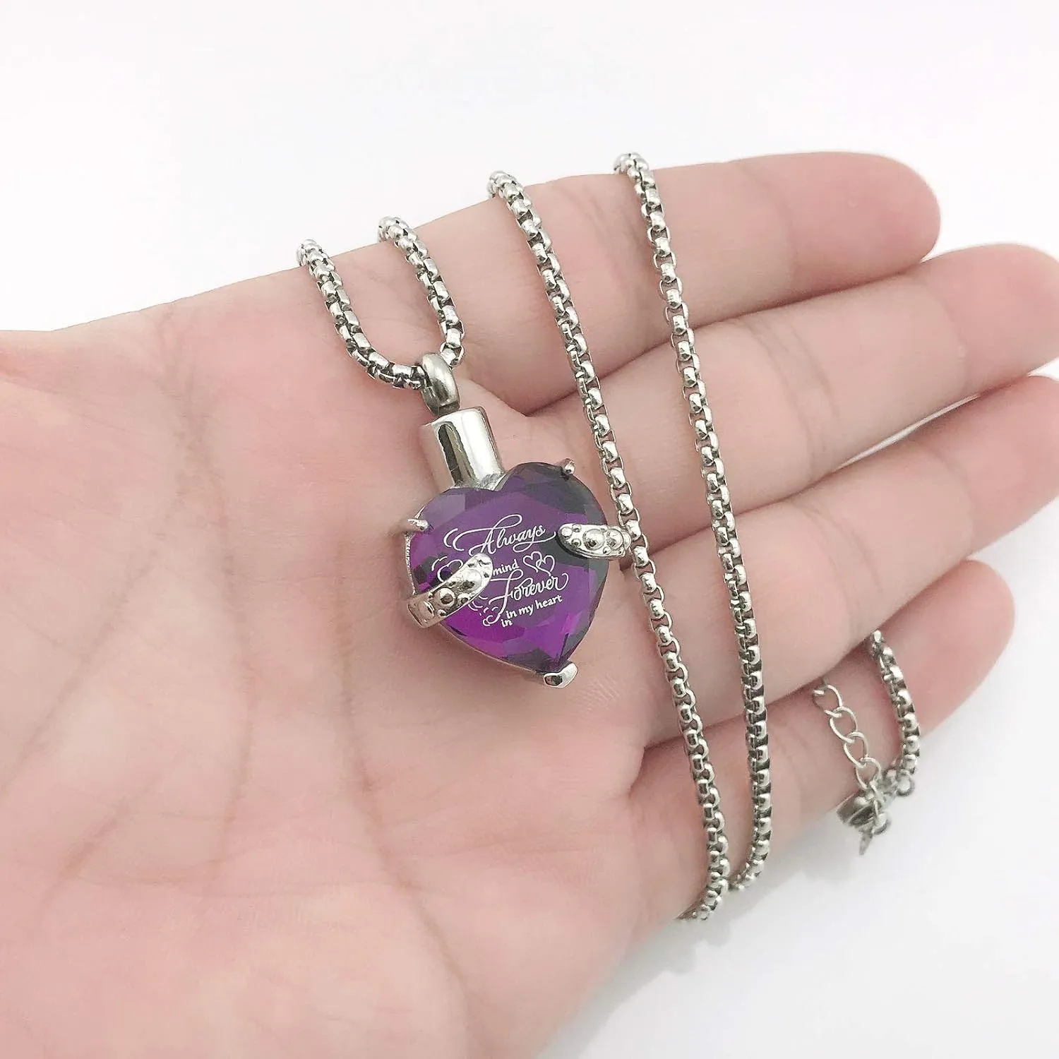 YOUFENG Birthstones Heart Cremation Pendant Urn Necklaces for Ashes Urns for Human Ashes Memorial Locket Keepsake Ashes Jewelry with Fill Kit
