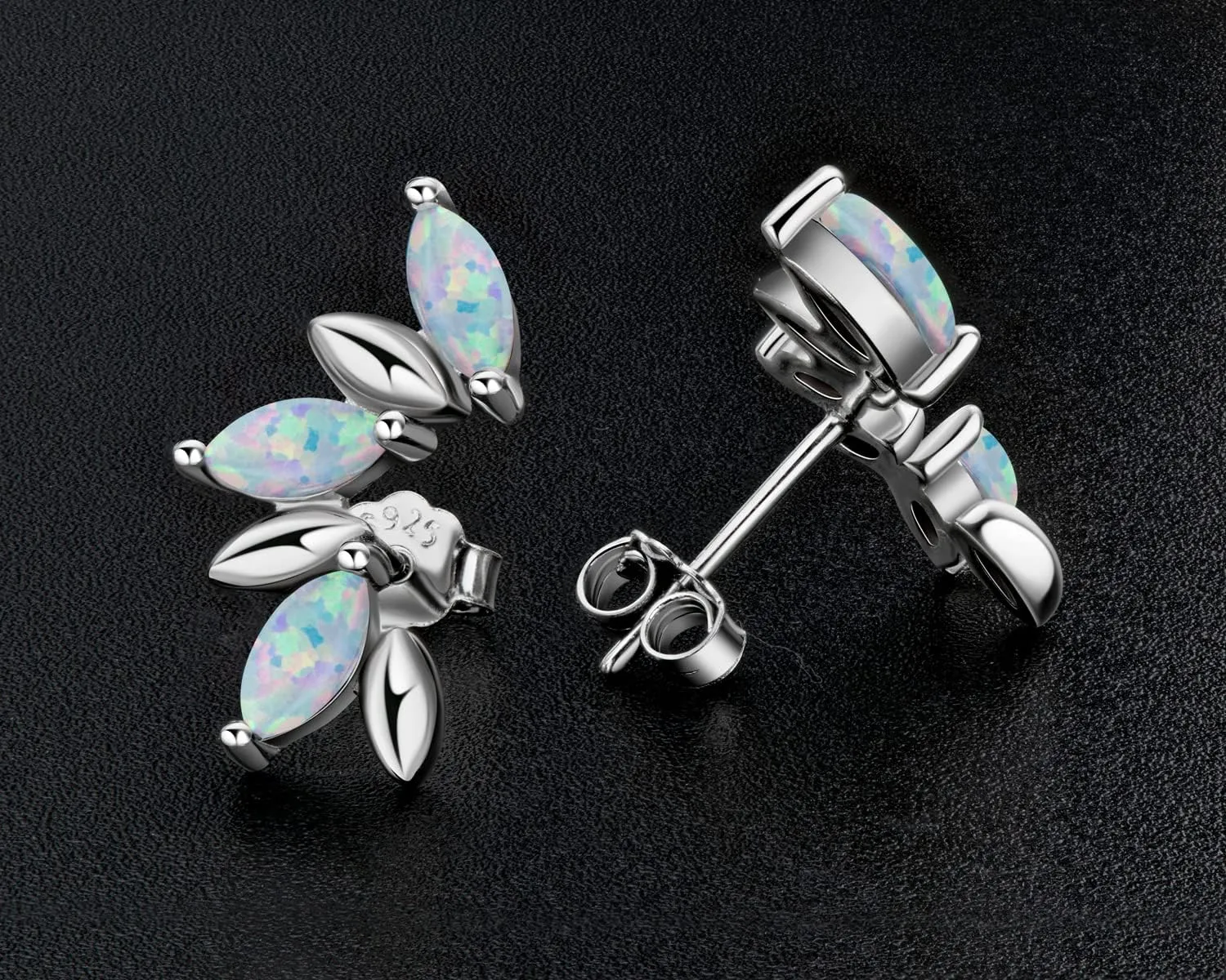 YUNKAI Opal Stud Earrings for Women Sterling Silver Hypoallergenic, Marquise Cut Opal Earring, October Birthstone Jewelry Gifts for Birthday Christmas, Present for Mom Wife