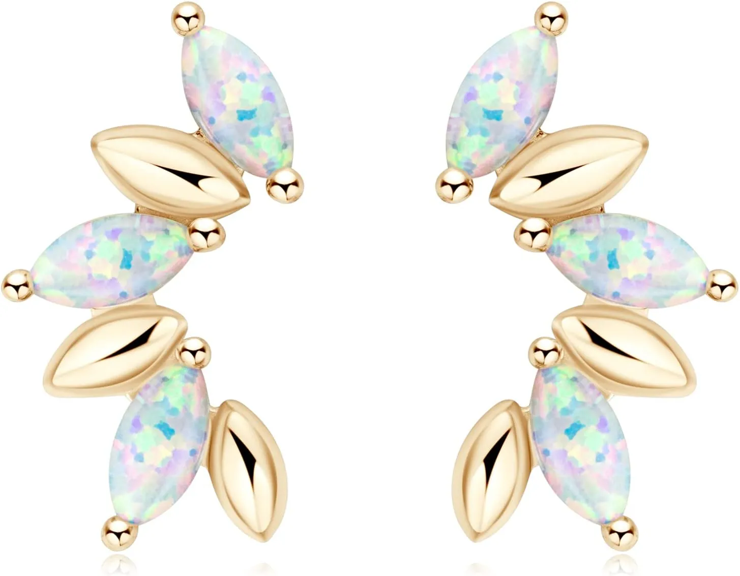 YUNKAI Opal Stud Earrings for Women Sterling Silver Hypoallergenic, Marquise Cut Opal Earring, October Birthstone Jewelry Gifts for Birthday Christmas, Present for Mom Wife