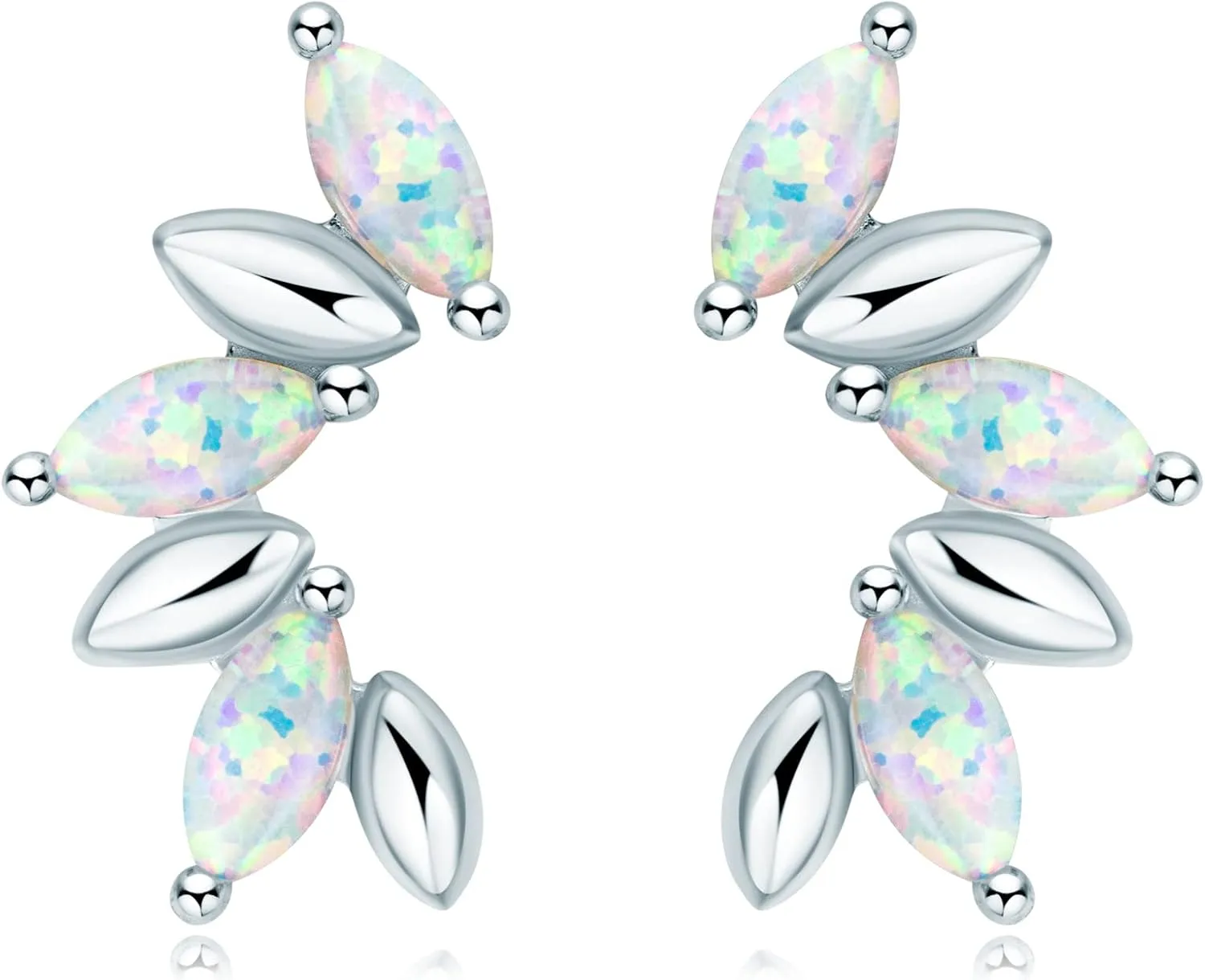 YUNKAI Opal Stud Earrings for Women Sterling Silver Hypoallergenic, Marquise Cut Opal Earring, October Birthstone Jewelry Gifts for Birthday Christmas, Present for Mom Wife