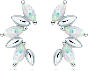 YUNKAI Opal Stud Earrings for Women Sterling Silver Hypoallergenic, Marquise Cut Opal Earring, October Birthstone Jewelry Gifts for Birthday Christmas, Present for Mom Wife