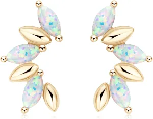YUNKAI Opal Stud Earrings for Women Sterling Silver Hypoallergenic, Marquise Cut Opal Earring, October Birthstone Jewelry Gifts for Birthday Christmas, Present for Mom Wife