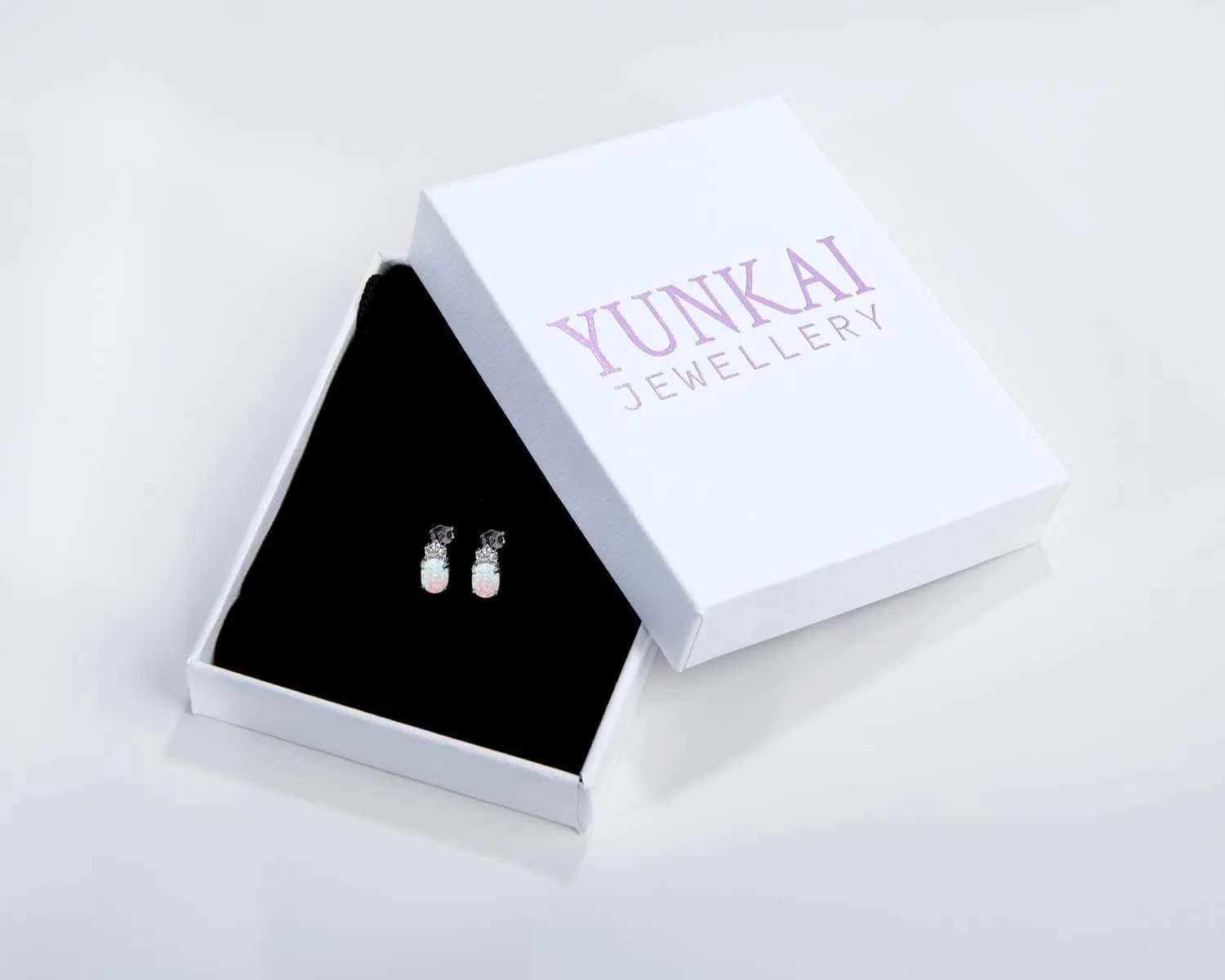 YUNKAI Sterling Silver Opal Stud Earrings for Women, Birthstone Stud Earrings, Oval/Round Shape Opal Earrings Hypoallergenic Jewelry Gift for Birthday Christmas