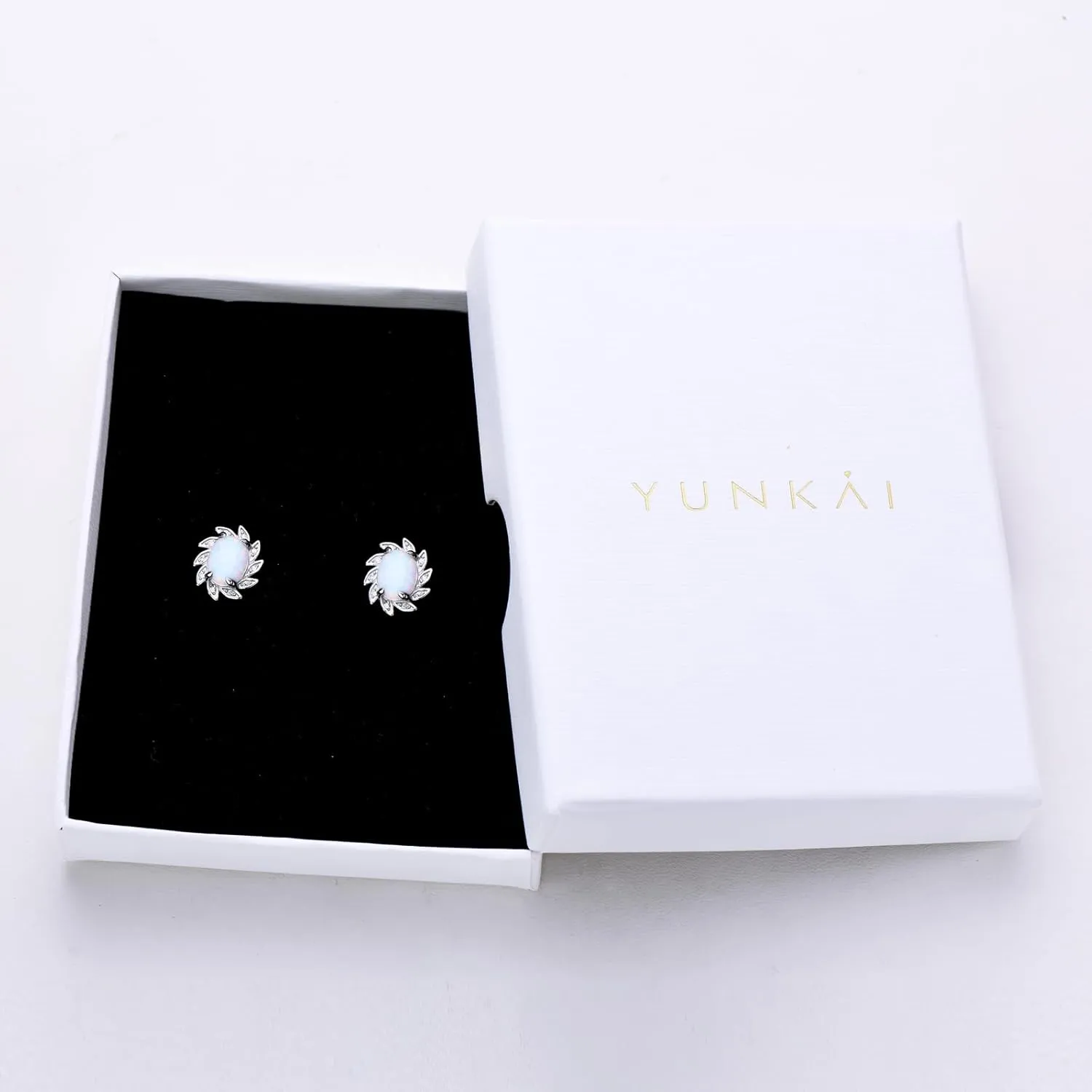 YUNKAI Sterling Silver Opal Stud Earrings for Women, Birthstone Stud Earrings, Oval/Round Shape Opal Earrings Hypoallergenic Jewelry Gift for Birthday Christmas