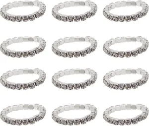 ZAKIA 12pcs Elastic Crystal Toe Ring Jewelry Bag Rhinestone Accessories