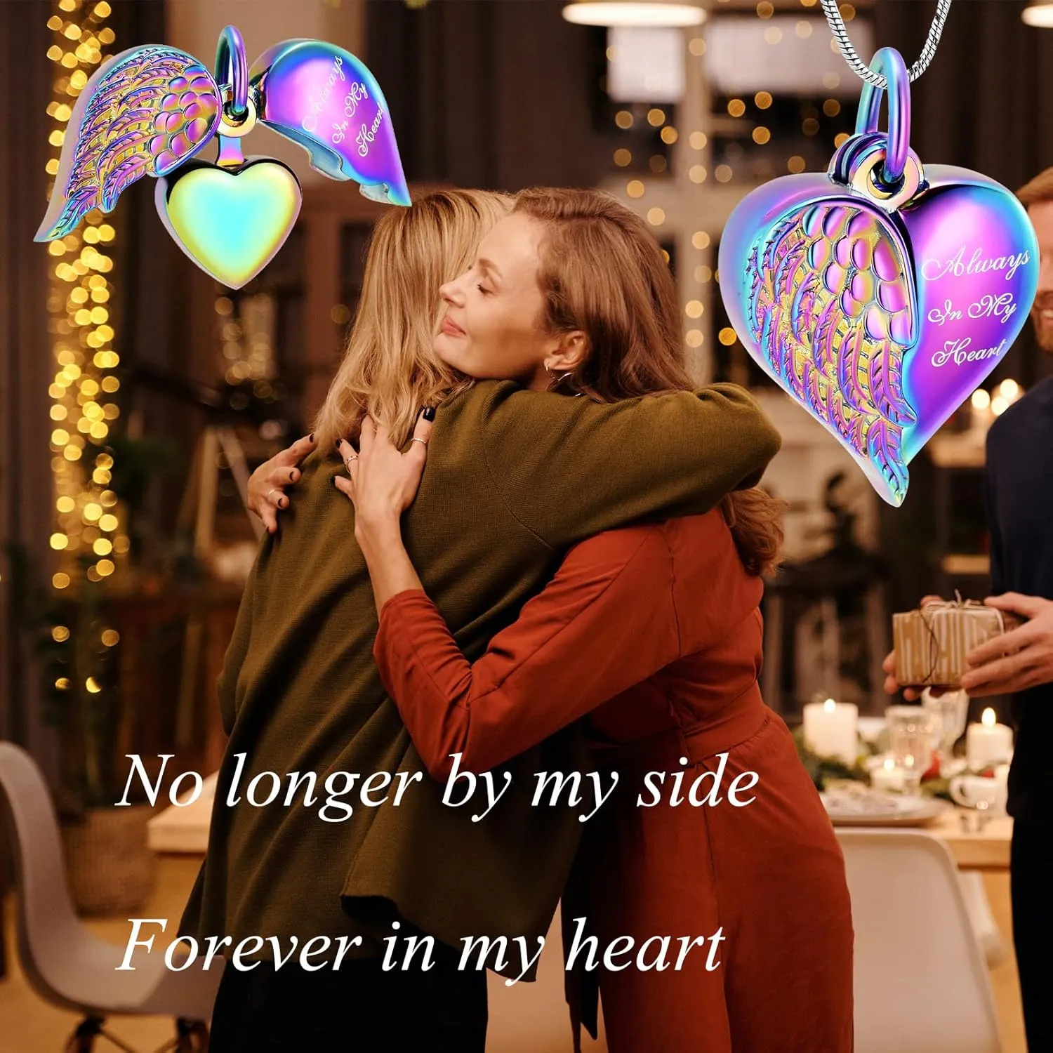 zeqingjw Cremation Heart Urn Necklace Ashes Jewelry for Women Keepsake Memorial Necklace Angel Wing Urn Necklaces for Ashes for Loved Ones