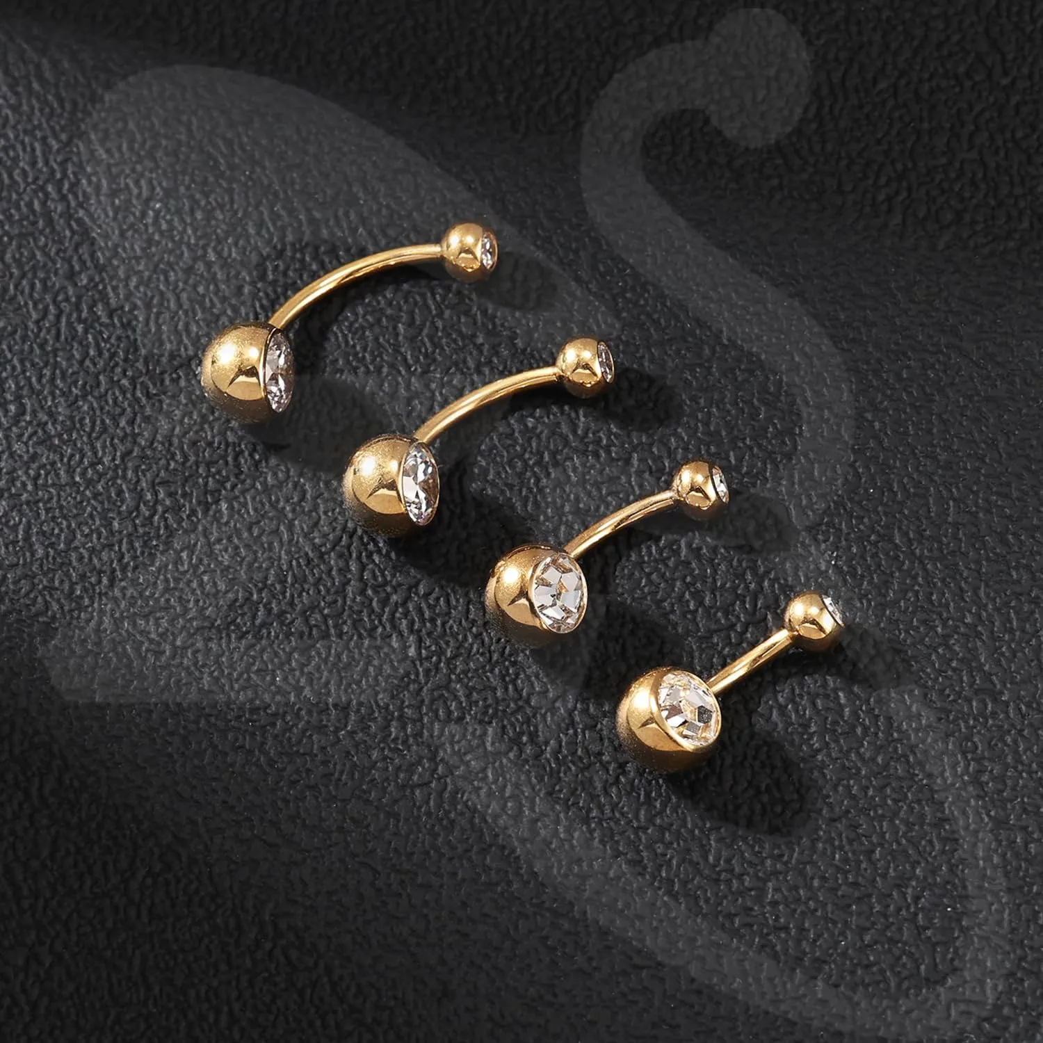ZS ASTM F136 Solid Titanium Belly Button Ring, 14G Cubic Zircon Navel Ring Navel Piercing, Internally Threaded Navel Barbell Stud Long Bar Body Piercing Jewelry for Women
