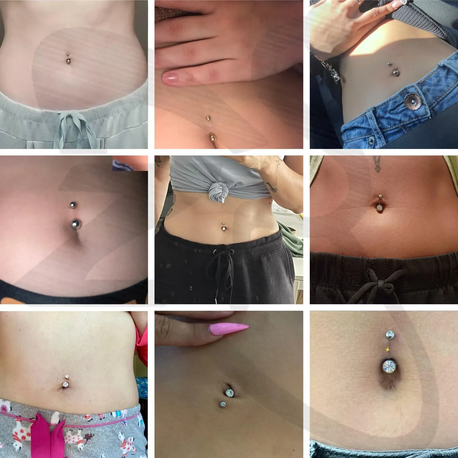 ZS ASTM F136 Solid Titanium Belly Button Ring, 14G Cubic Zircon Navel Ring Navel Piercing, Internally Threaded Navel Barbell Stud Long Bar Body Piercing Jewelry for Women
